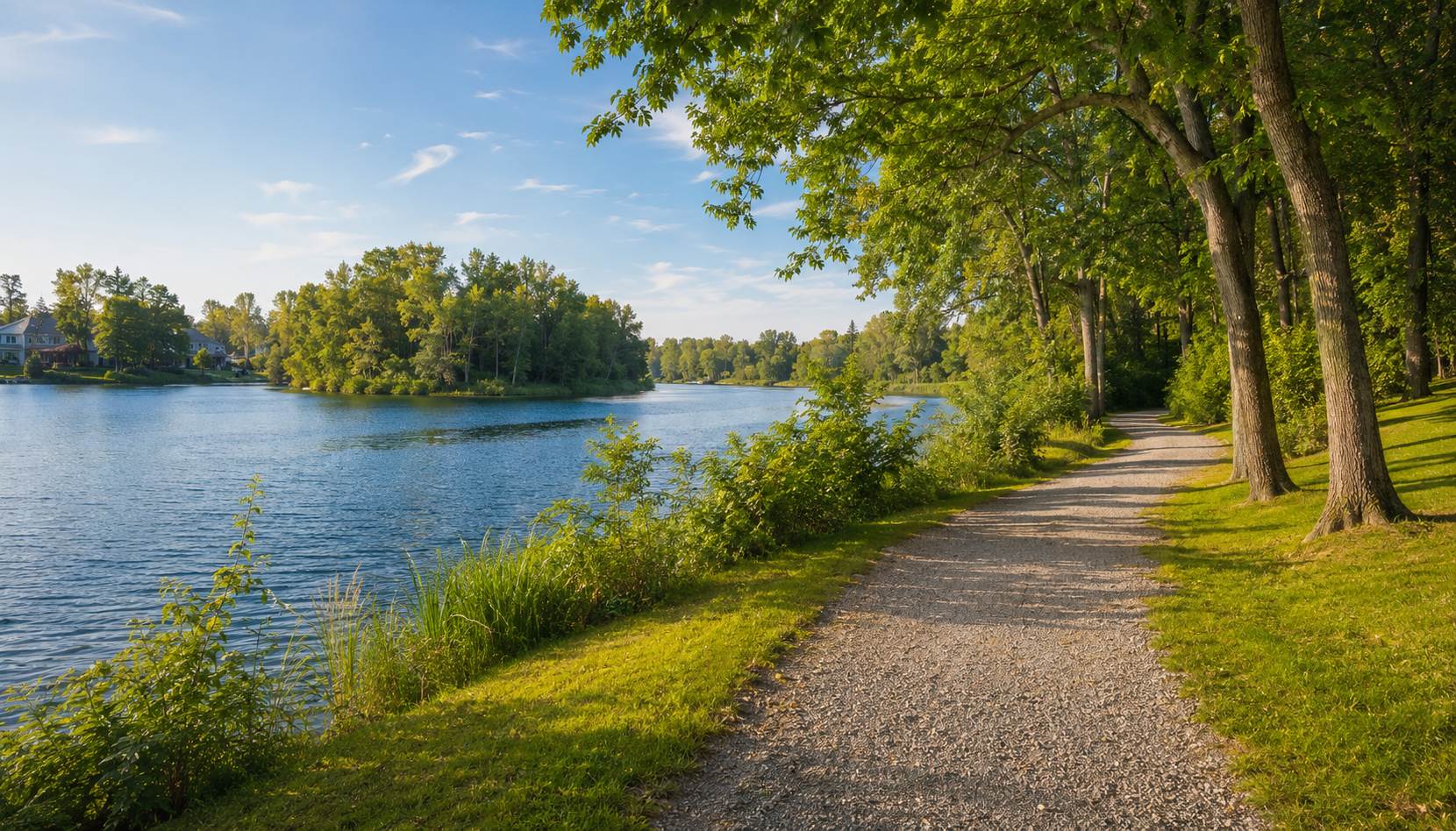 The scenic lakeside walking trail